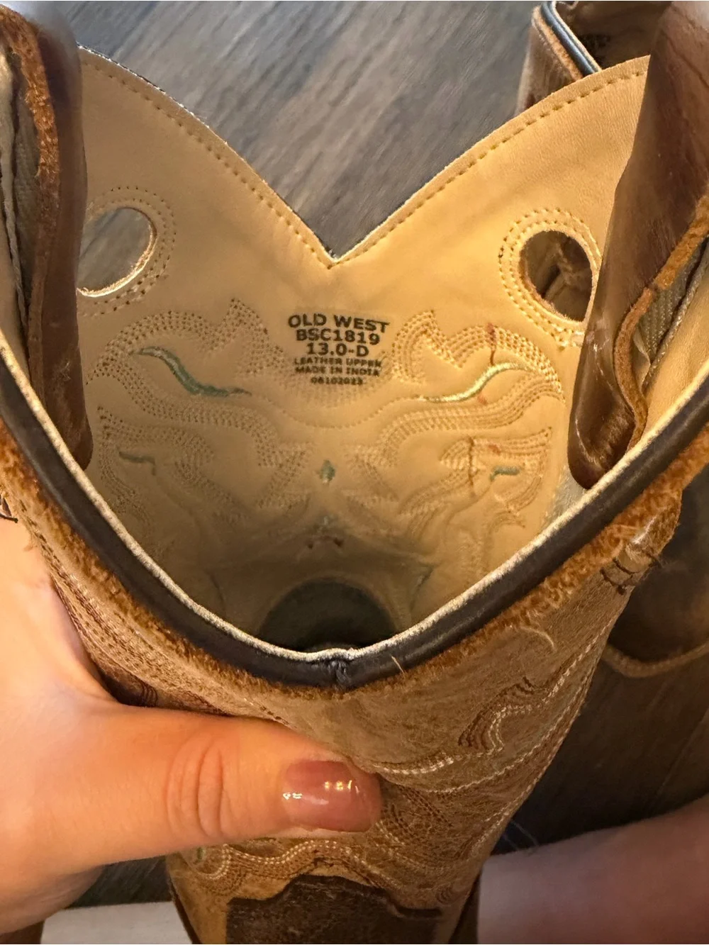Old West Unisex Youth Brown Leather Western Cowboy Boots Size 13 D